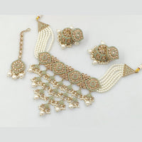 Rajwadi Collection Gold Plated Crystal Stone And Pearls Necklace Set