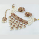 Rajwadi Collection Gold Plated Crystal Stone And Pearls Necklace Set