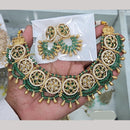 Rajwadi Collection Gold Plated Pota Stone And Pearls Necklace Set