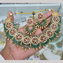 Rajwadi Collection Gold Plated Pota Stone And Pearls Necklace Set