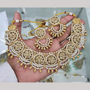 Rajwadi Collection Gold Plated Pota Stone And Pearls Necklace Set