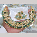 Rajwadi Collection Gold Plated Pota Stone And Pearls Necklace Set