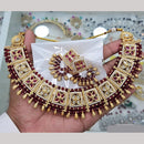 Rajwadi Collection Gold Plated Pota Stone And Pearls Necklace Set