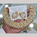 Rajwadi Collection Gold Plated Pota Stone And Pearls Necklace Set