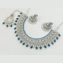 Rajwadi Collection Silver Plated Crystal Stone And Pearls Necklace Set