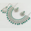 Rajwadi Collection Silver Plated Crystal Stone And Pearls Necklace Set