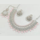 Rajwadi Collection Silver Plated Crystal Stone And Pearls Necklace Set