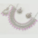 Rajwadi Collection Silver Plated Crystal Stone And Pearls Necklace Set