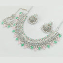 Rajwadi Collection Silver Plated Crystal Stone And Pearls Necklace Set