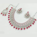 Rajwadi Collection Silver Plated Crystal Stone And Pearls Necklace Set