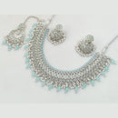 Rajwadi Collection Silver Plated Crystal Stone And Pearls Necklace Set