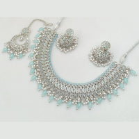 Rajwadi Collection Silver Plated Crystal Stone And Pearls Necklace Set