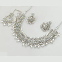 Rajwadi Collection Silver Plated Crystal Stone And Pearls Necklace Set