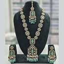 Rajwadi Collection Gold Plated Kundan Stone And Pearls Long Necklace Set