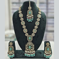 Rajwadi Collection Gold Plated Kundan Stone And Pearls Long Necklace Set