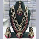 Rajwadi Collection Gold Plated Crystal Stone And Pearls Long Necklace Set