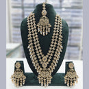 Rajwadi Collection Gold Plated Crystal Stone And Pearls Long Necklace Set