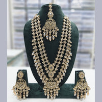 Rajwadi Collection Gold Plated Crystal Stone And Pearls Long Necklace Set