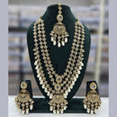 Rajwadi Collection Gold Plated Crystal Stone And Pearls Long Necklace Set