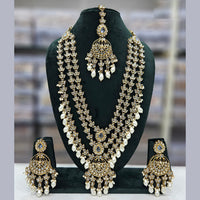 Rajwadi Collection Gold Plated Crystal Stone And Pearls Long Necklace Set
