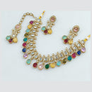 Rajwadi Collection Gold Plated Crystal Stone And Pearls Necklace Set