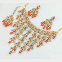Rajwadi Collection Gold Plated Crystal Stone And Pearls Necklace Set
