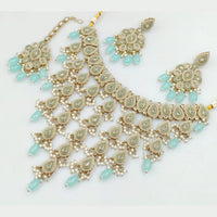 Rajwadi Collection Gold Plated Crystal Stone And Pearls Necklace Set