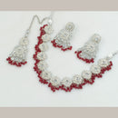 Rajwadi Collection Silver Plated Crystal Stone And Pearls Necklace Set