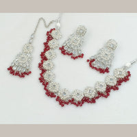 Rajwadi Collection Silver Plated Crystal Stone And Pearls Necklace Set