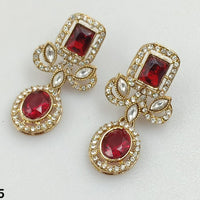 Rajwadi Collection Gold Pated Crystal Stone Dangler Earrings