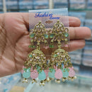 Rajwadi Collection Gold Pated Crystal Stone And Pearls Jhumki  Earrings