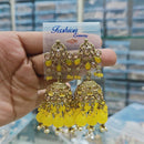 Rajwadi Collection Gold Pated Crystal Stone And Pearls Jhumki  Earrings