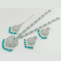 Rajwadi Collection Silver Plated Crystal Stone And Pearls Long Necklace Set