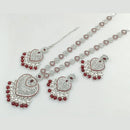 Rajwadi Collection Silver Plated Crystal Stone And Pearls Long Necklace Set