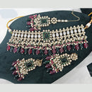 Rajwadi Collection Gold Plated Polki Kundan Stone And Beads Choker Necklace Set