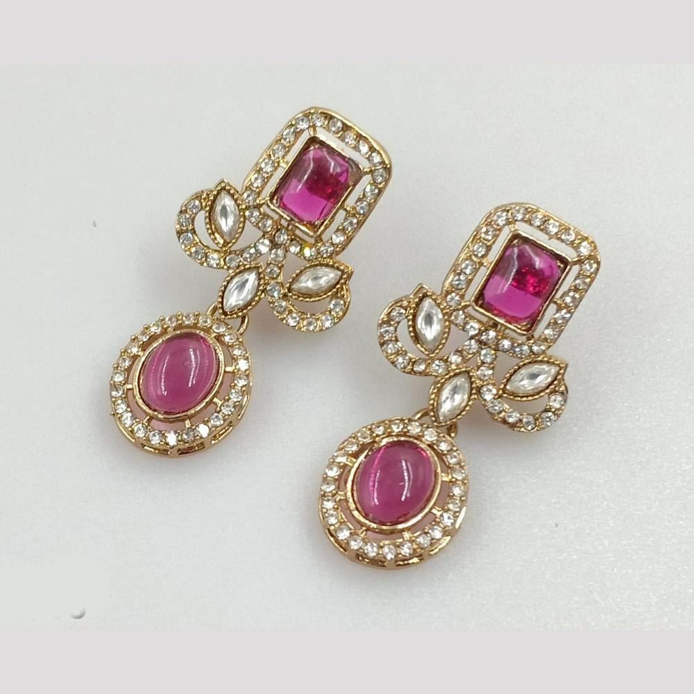 Rajwadi Collection Gold Pated Crystal Stone Dangler Earrings