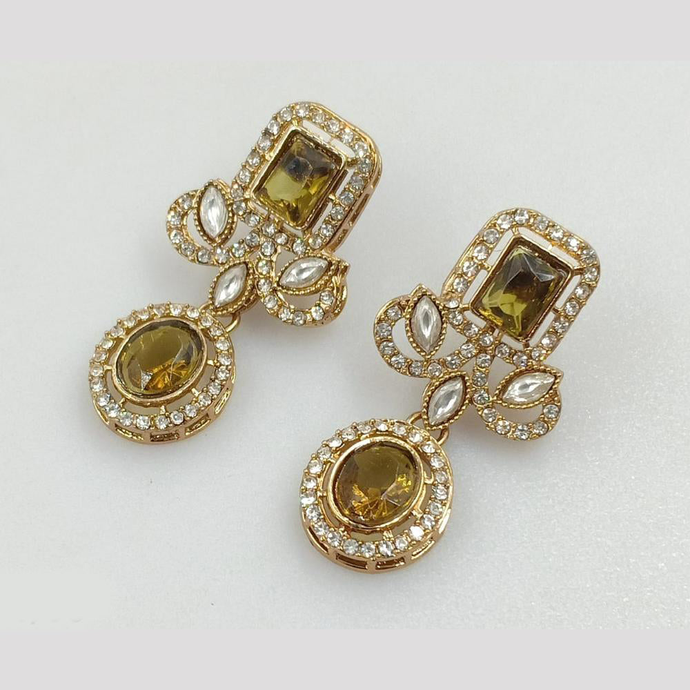 Rajwadi Collection Gold Pated Crystal Stone Dangler Earrings