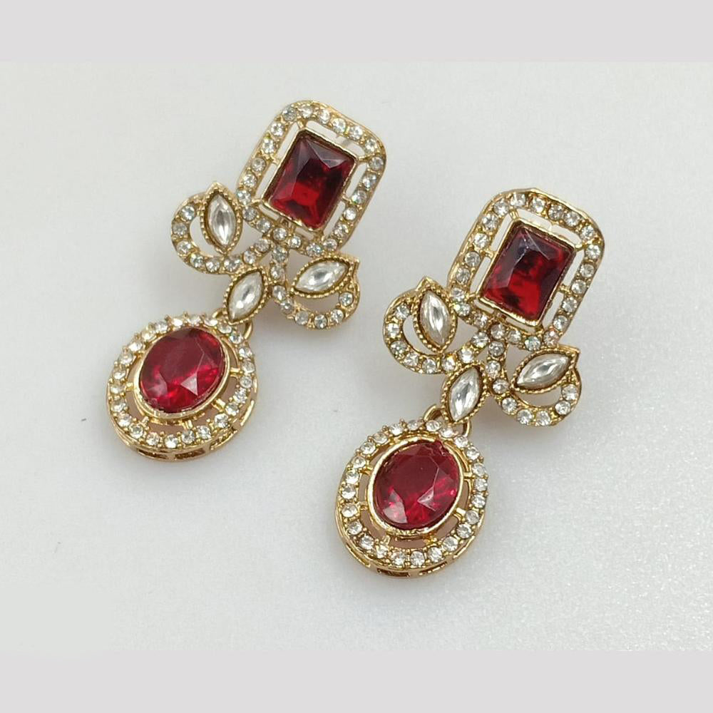 Rajwadi Collection Gold Pated Crystal Stone Dangler Earrings