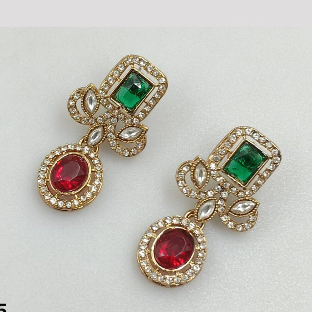 Rajwadi Collection Gold Pated Crystal Stone Dangler Earrings