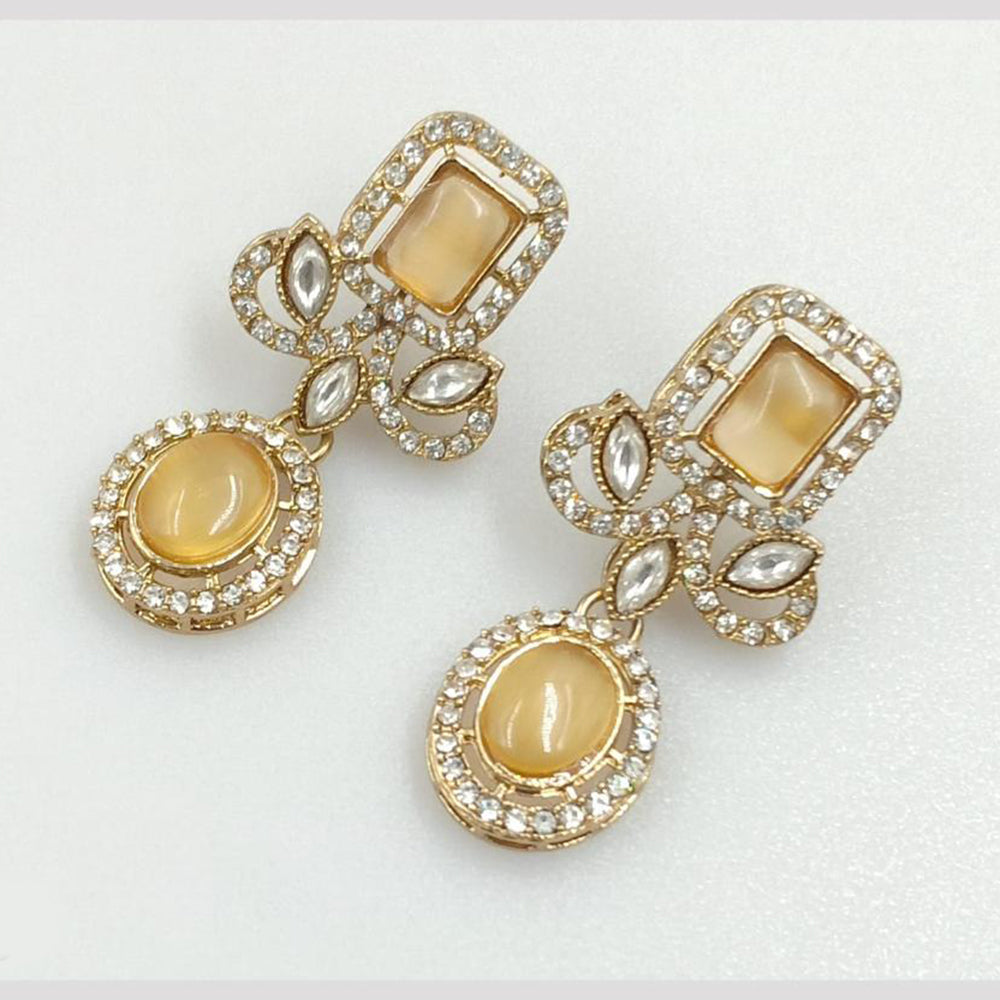 Rajwadi Collection Gold Pated Crystal Stone Dangler Earrings
