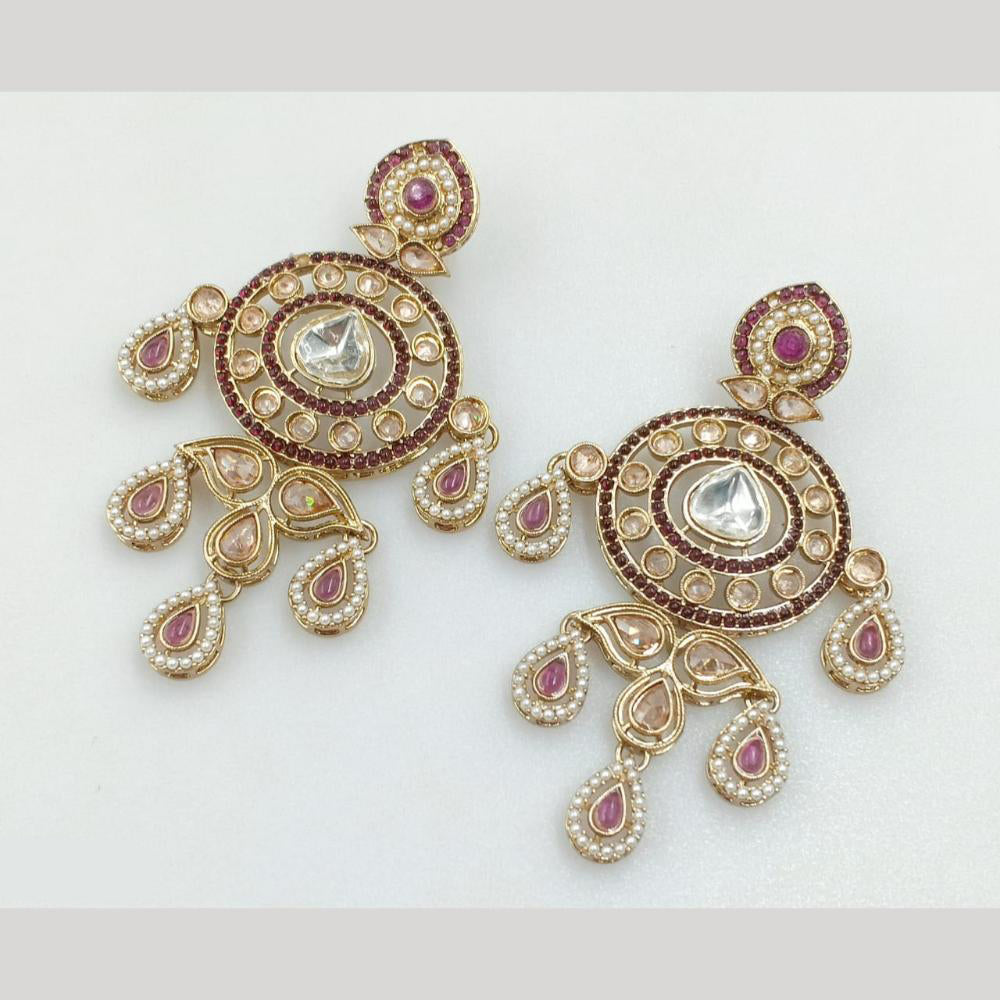 Rajwadi Collection Gold Pated Crystal Stone Dangler Earrings