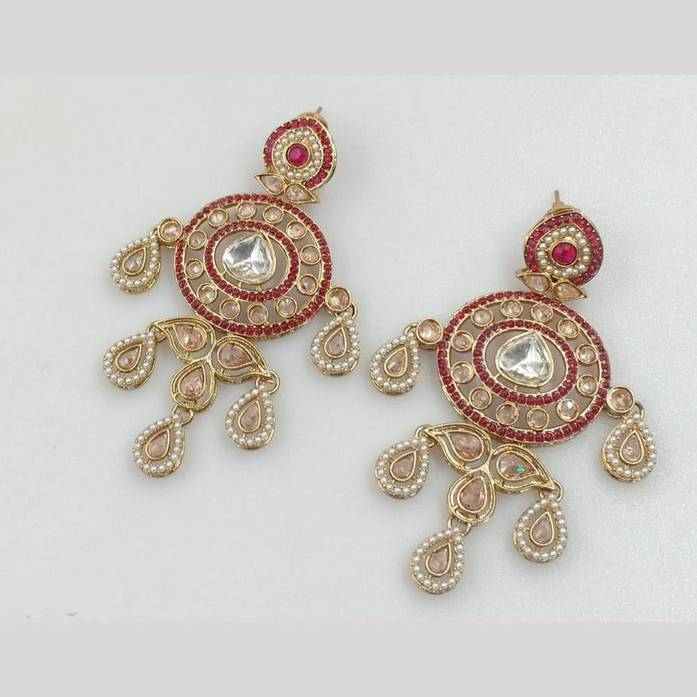 Rajwadi Collection Gold Pated Crystal Stone Dangler Earrings