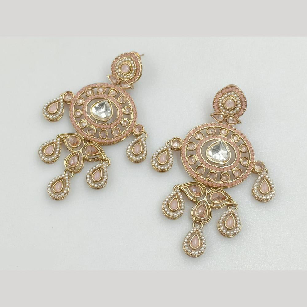Rajwadi Collection Gold Pated Crystal Stone Dangler Earrings