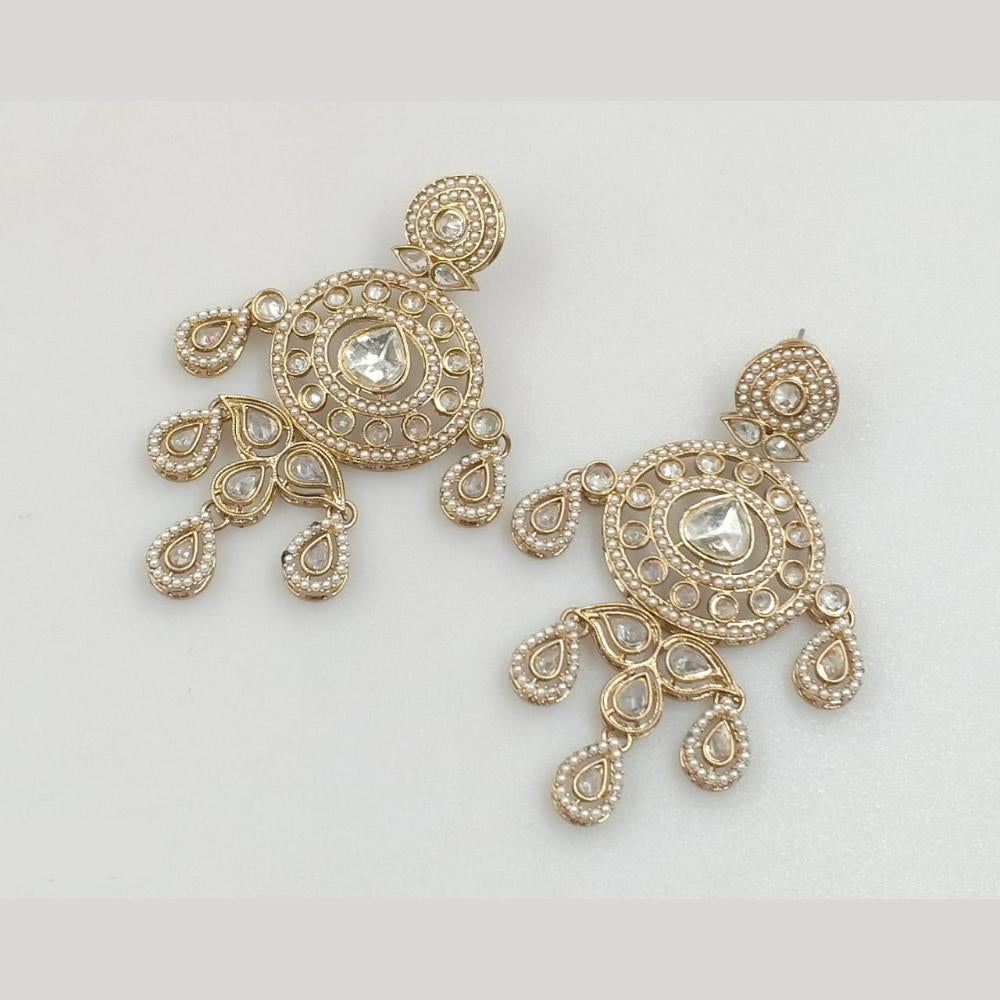Rajwadi Collection Gold Pated Crystal Stone Dangler Earrings