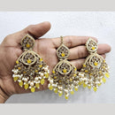 Rajwadi Collection Gold Pated Crystal Stone And Beads Dangler Earrings With Maangtikka