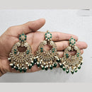 Rajwadi Collection Gold Pated Crystal Stone And Beads Dangler Earrings With Maangtikka