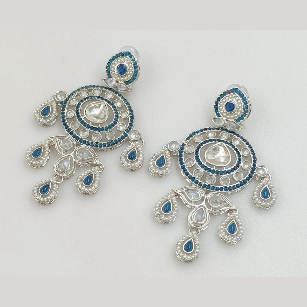 Rajwadi Collection Silver Pated Crystal Stone Dangler Earrings