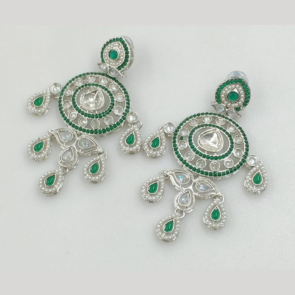 Rajwadi Collection Silver Pated Crystal Stone Dangler Earrings