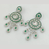 Rajwadi Collection Silver Pated Crystal Stone Dangler Earrings