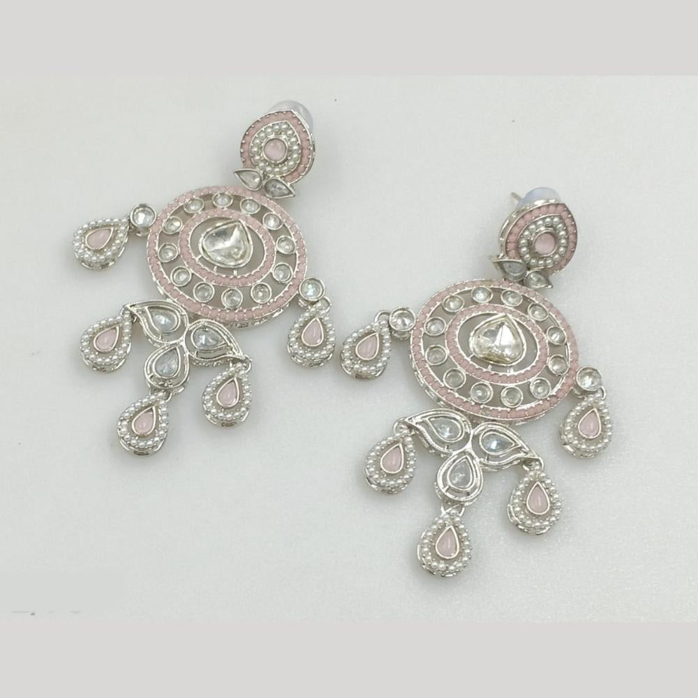 Rajwadi Collection Silver Pated Crystal Stone Dangler Earrings